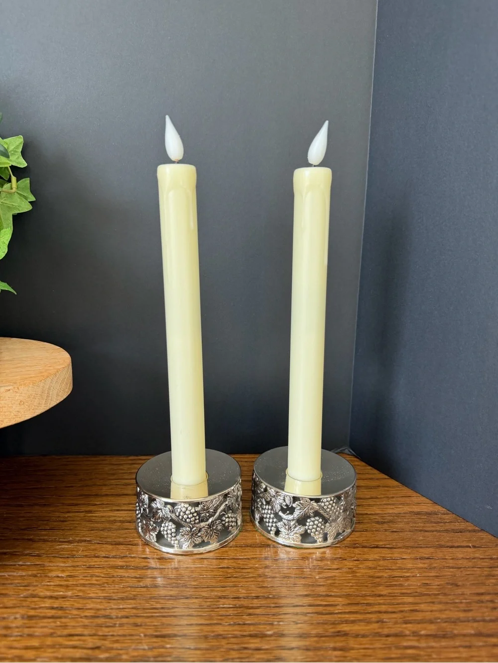 Silver Grape Motif Candle Holder Pair - Home‎ Accents